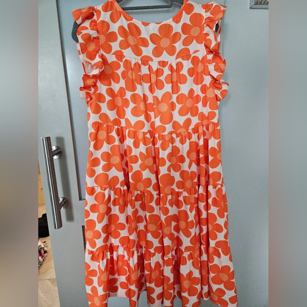 ORANGE FLORAL DRESS - Picture 3 of 3